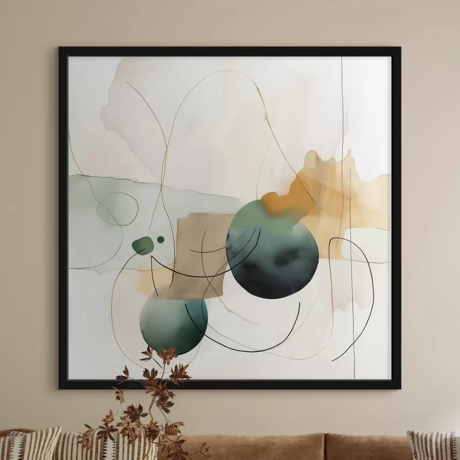 Fototapetes Noapaļotu siluetu ritms modernā akvareļu stilā f46648