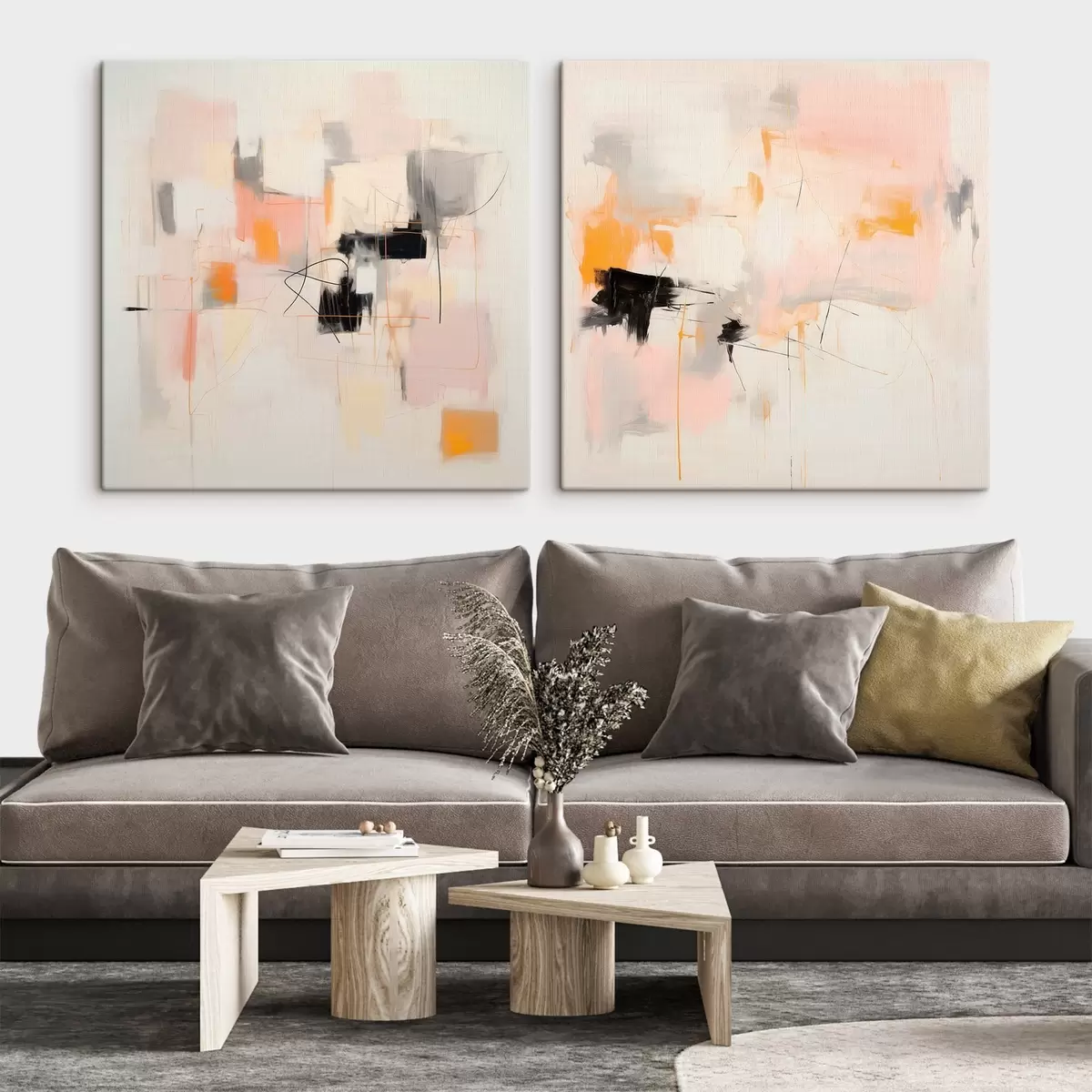 Glezna Mākslinieciska kompozīcija ar kontrastējošiem akcentiem divās daļās m00980