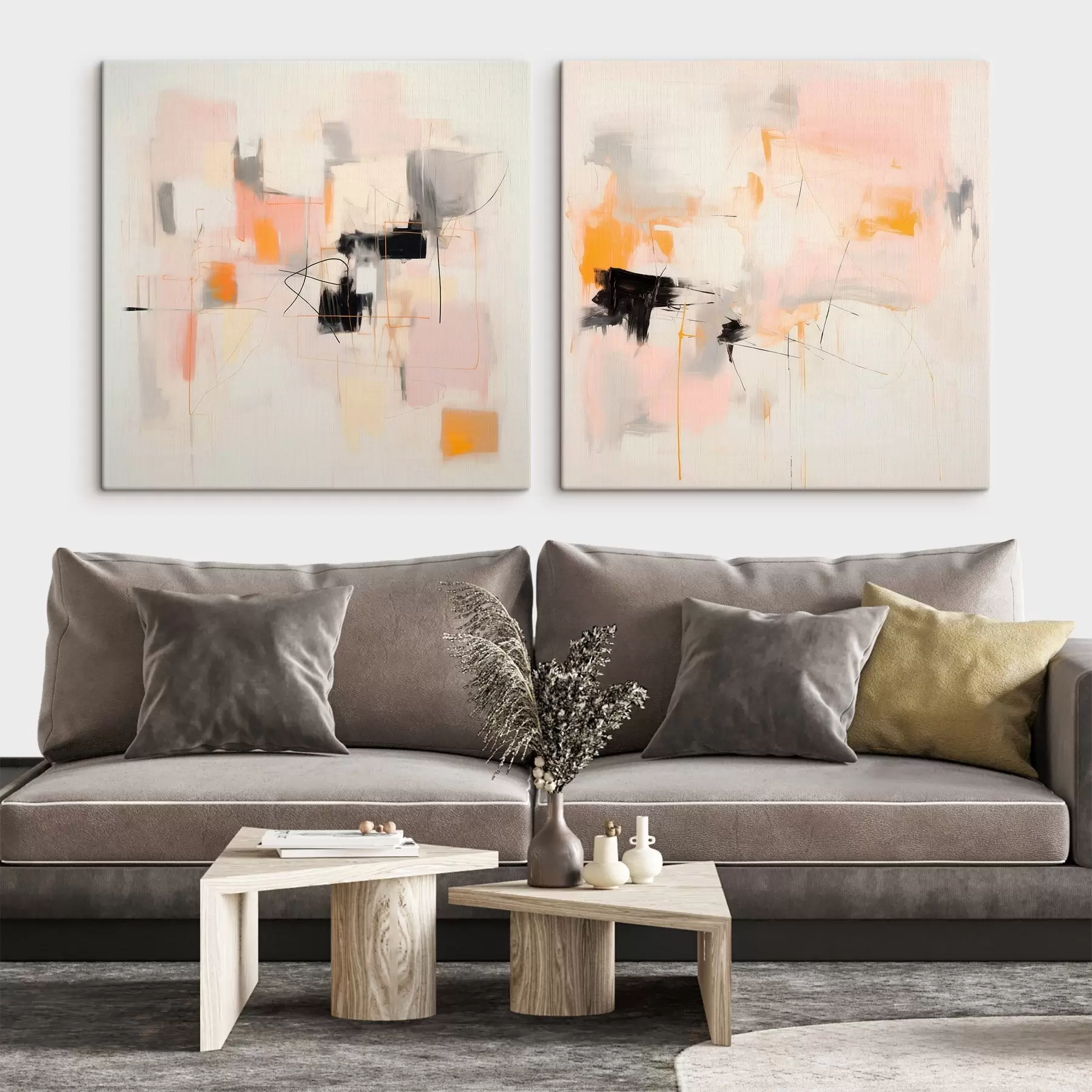 Glezna Mākslinieciska kompozīcija ar kontrastējošiem akcentiem divās daļās m00980