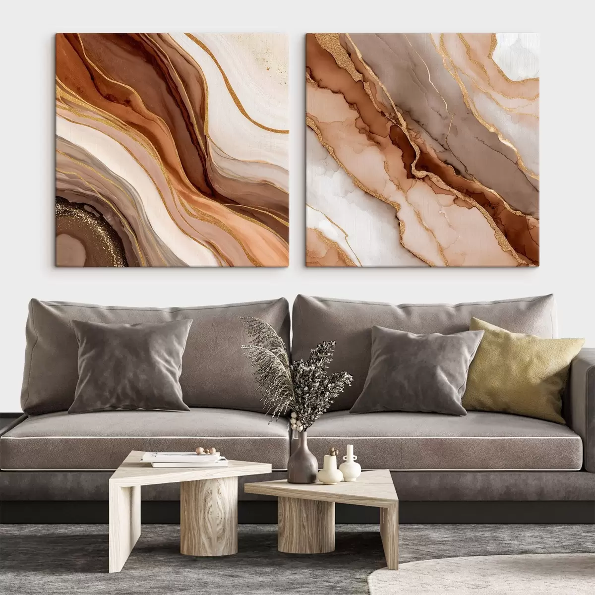 Glezna Divdaļīga abstraktā kompozīcija ar gludām slāņveida pārejām m00982