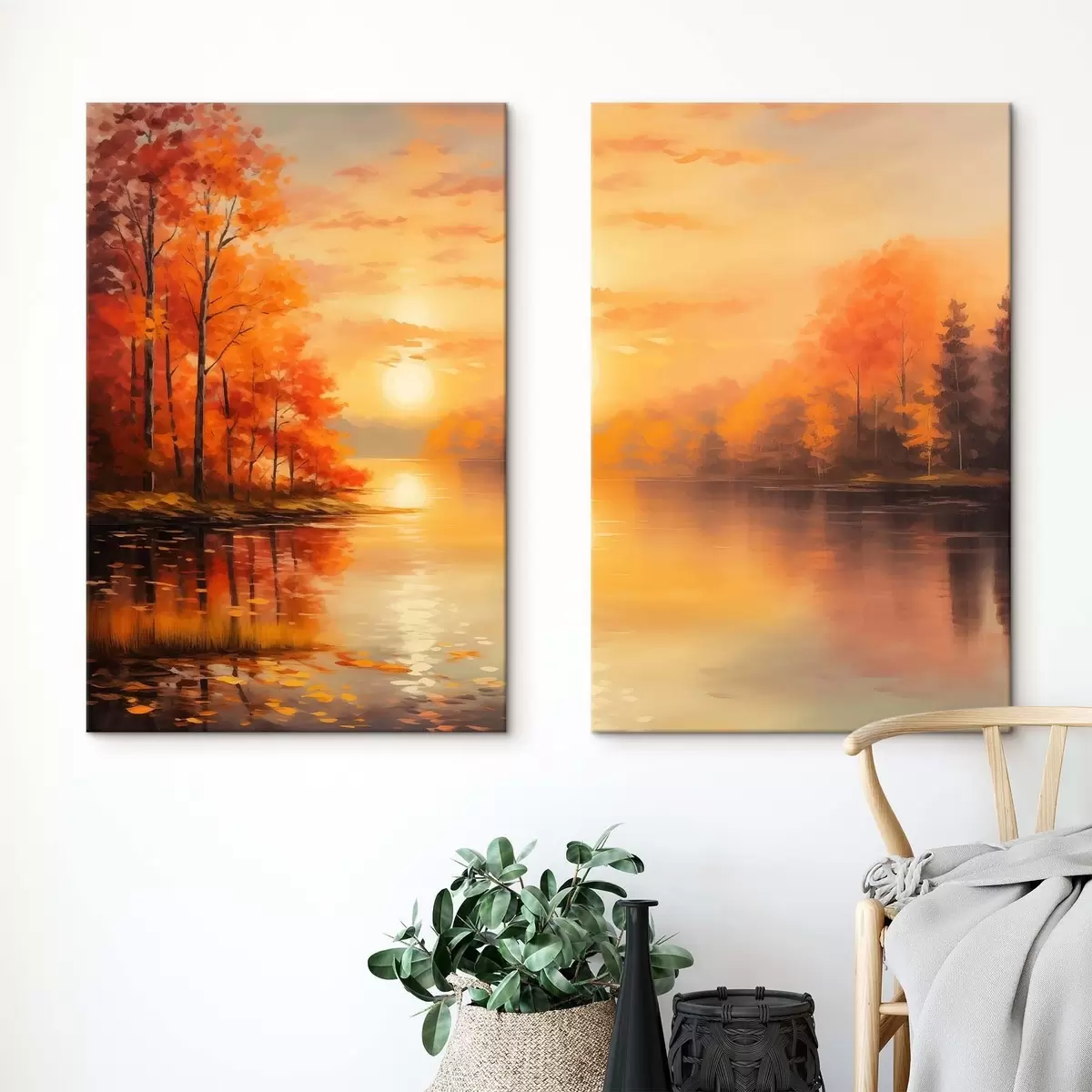 Glezna Rudens mežs pret saulrietu m01051