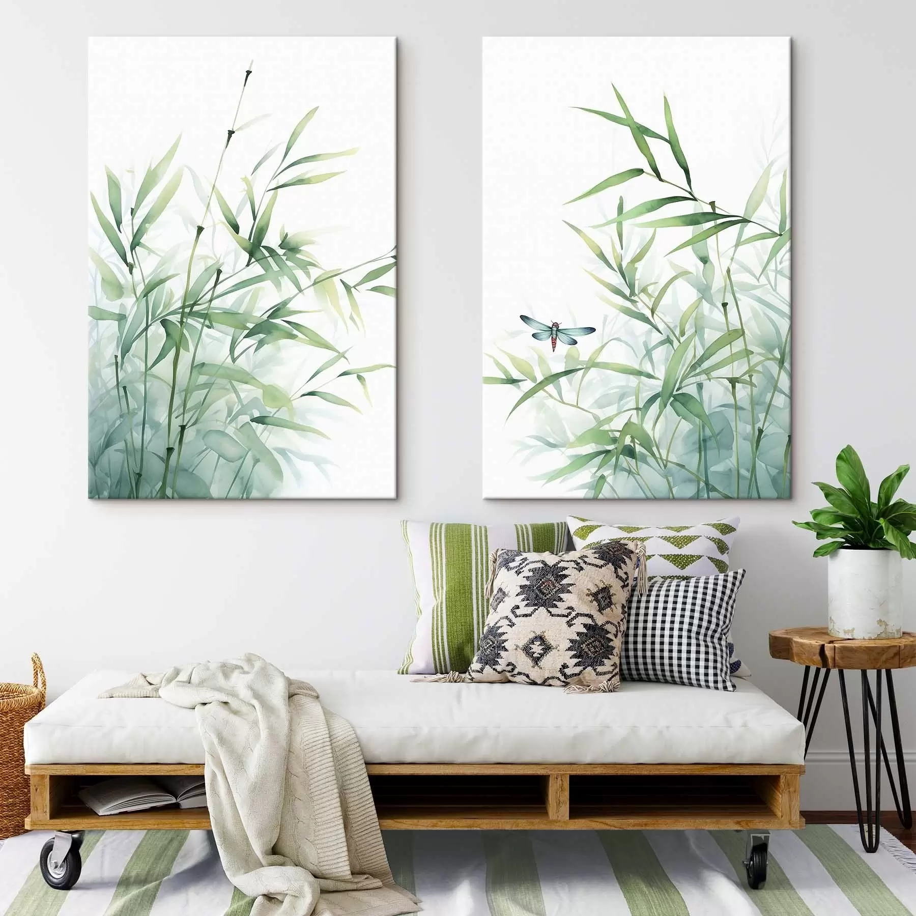 Glezna Bambusa augi, akvareļa imitācija m01062