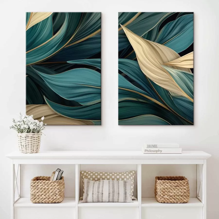 Glezna Zaļas abstrakcijas lapas m01063