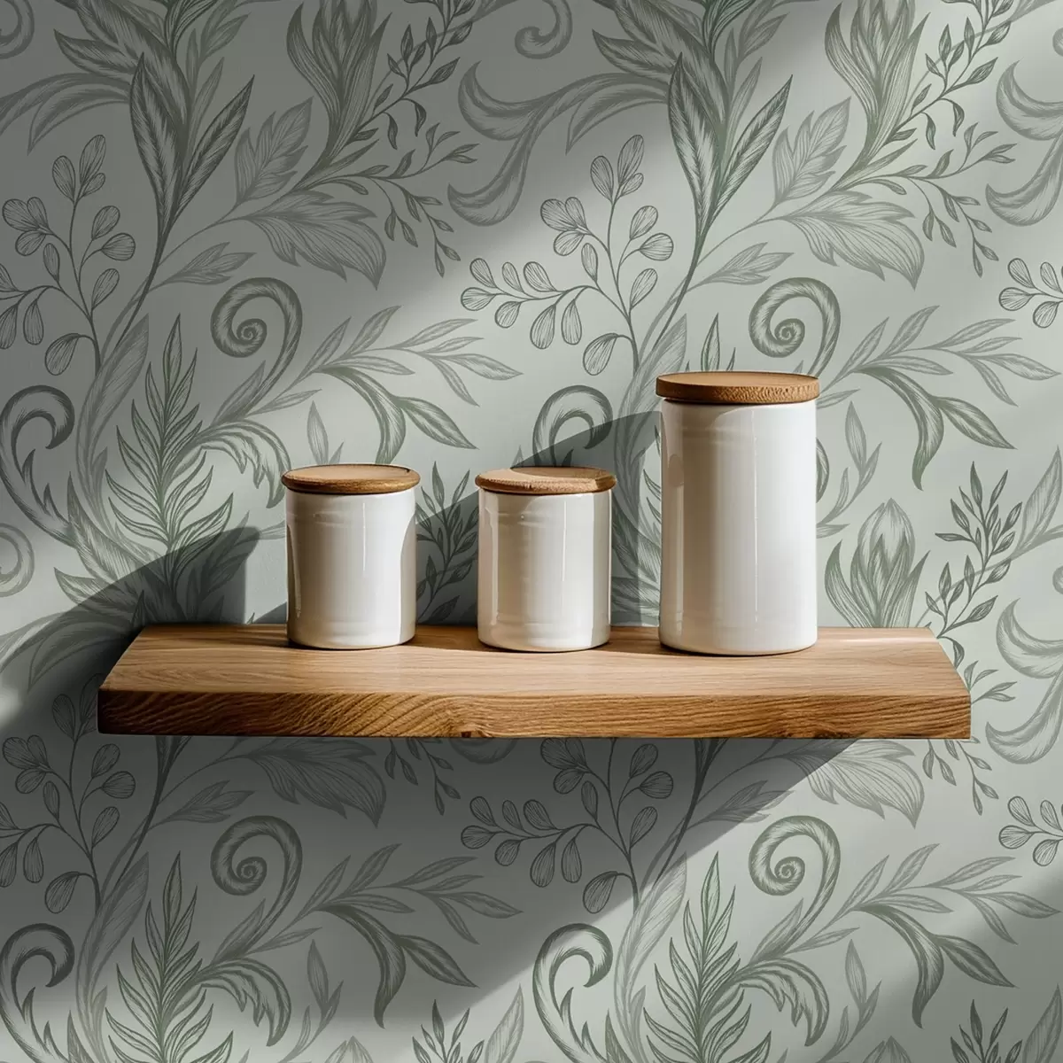 Tapetes Mīkstas, izliektas lapas ar delikātām pelēkzaļām līnijām a00935v3