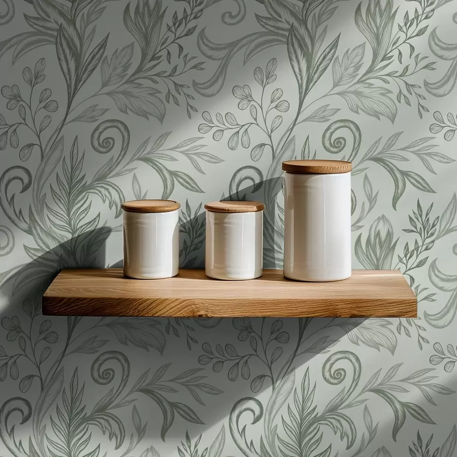 Fototapetes Mīkstas, izliektas lapas ar delikātām pelēkzaļām līnijām a00935v3