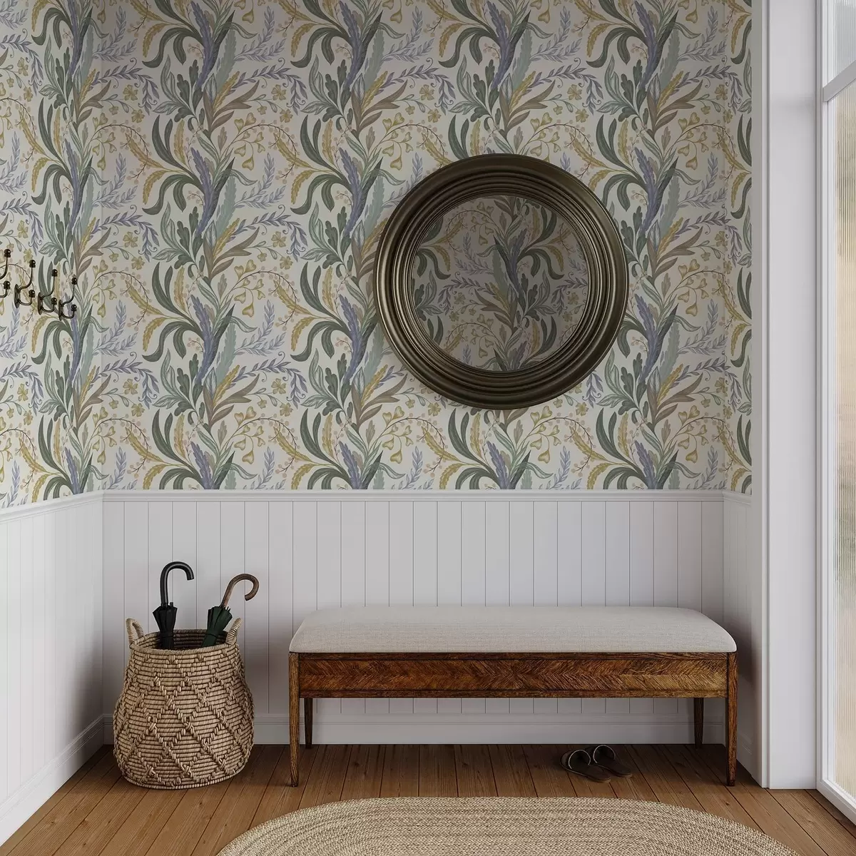 Tapetes Krāšņs ziedu ornamenti maigā pasteļtoņu paletē a00939