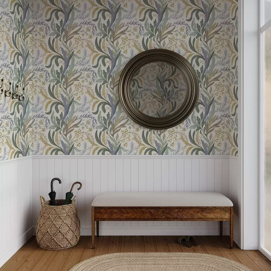 Fototapetes Krāšņs ziedu ornamenti maigā pasteļtoņu paletē a00939