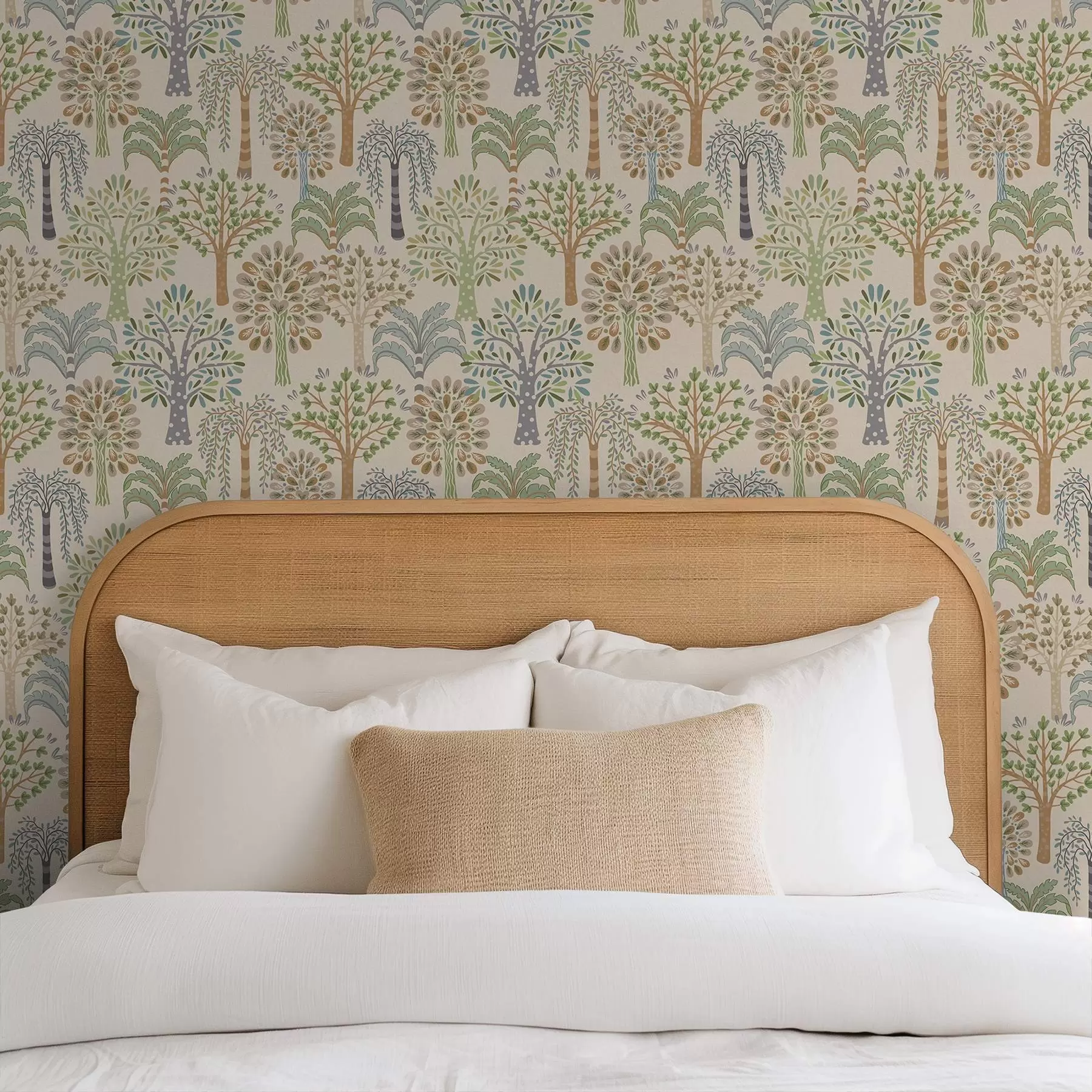 Fototapetes Dekoratīvi koki maigā dabiskā krāsu gamā a00960