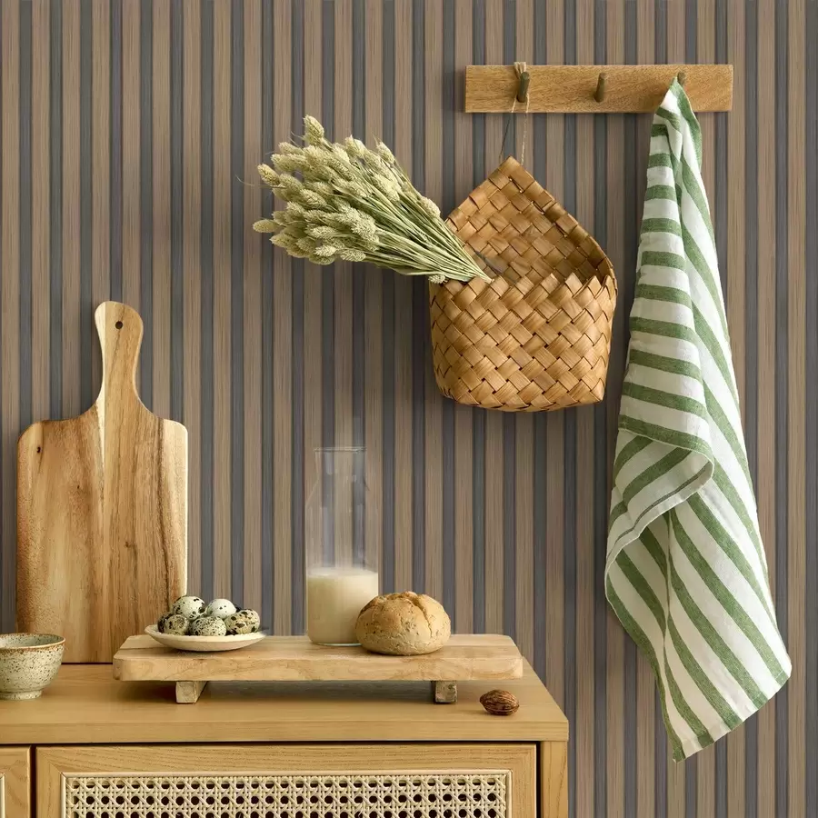 Fototapetes Vertikālas koka un pelēkas līstes ar kontrastējošu ritmu a00992