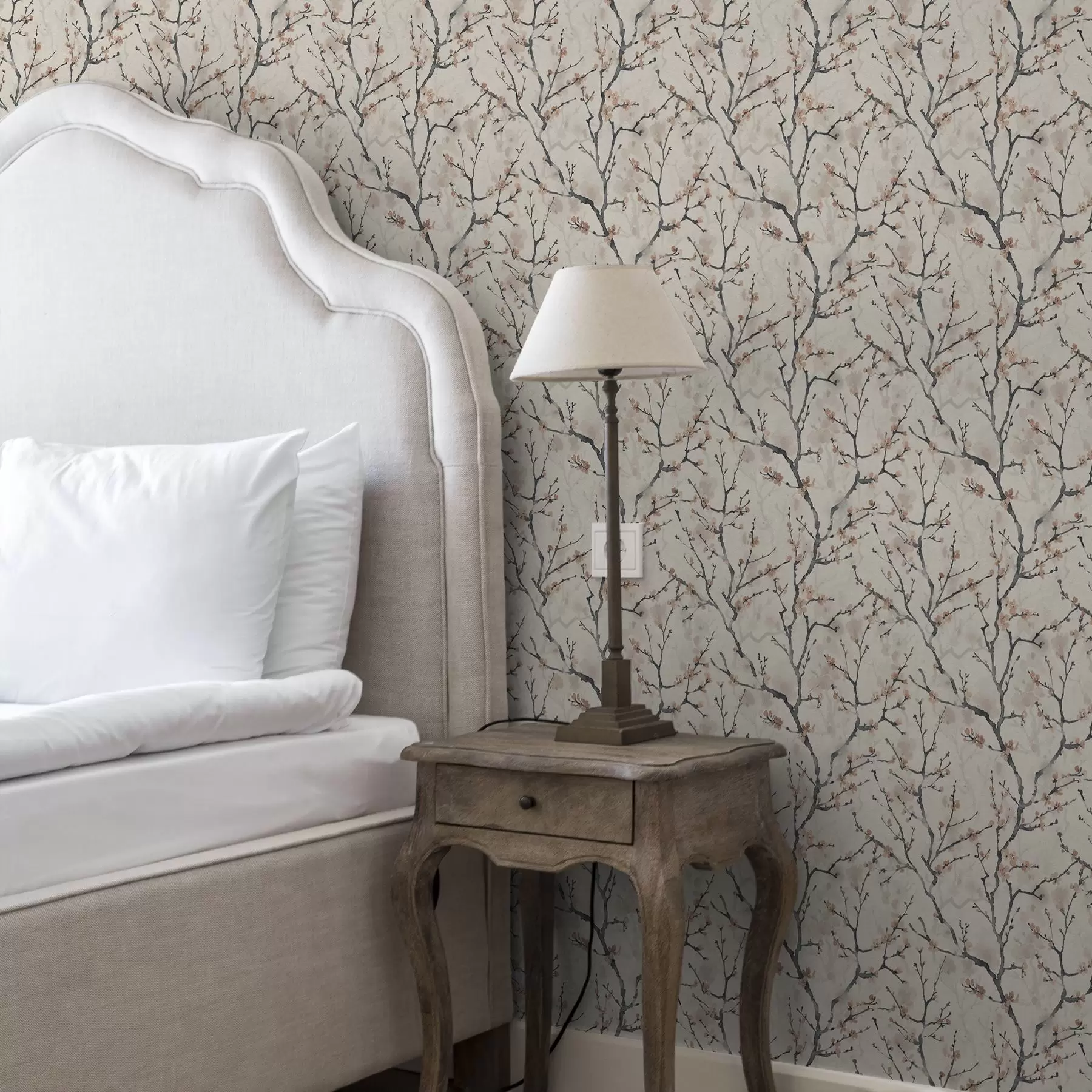 Fototapetes Akvareļa sakuras zari uz gaiša fona a01033