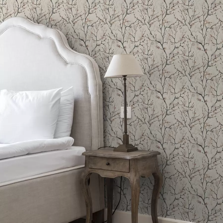 Fototapetes Akvareļa sakuras zari uz gaiša fona a01033