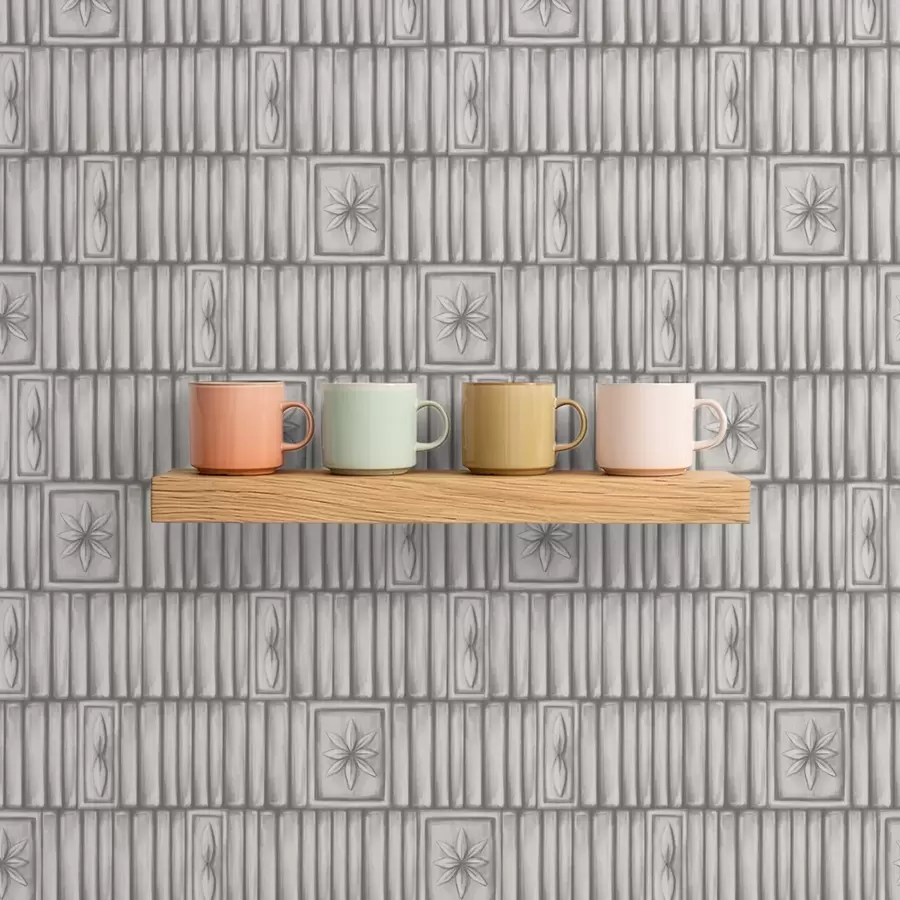 Fototapetes Reljefi vertikāli paneļi ar grafiskiem ziedu ieliktņiem a01058