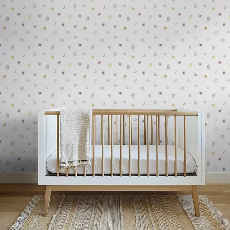 Fototapetes Lieli krāsaini akvareļu plankumi uz balta papīra a01062