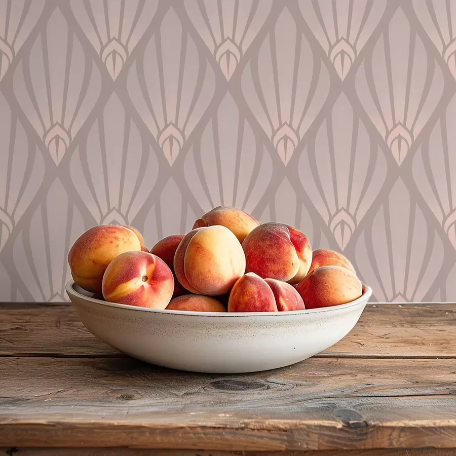 Fototapetes Pūderveida smilškrāsas Art Deco ar maigiem vēdekļiem a01064v1