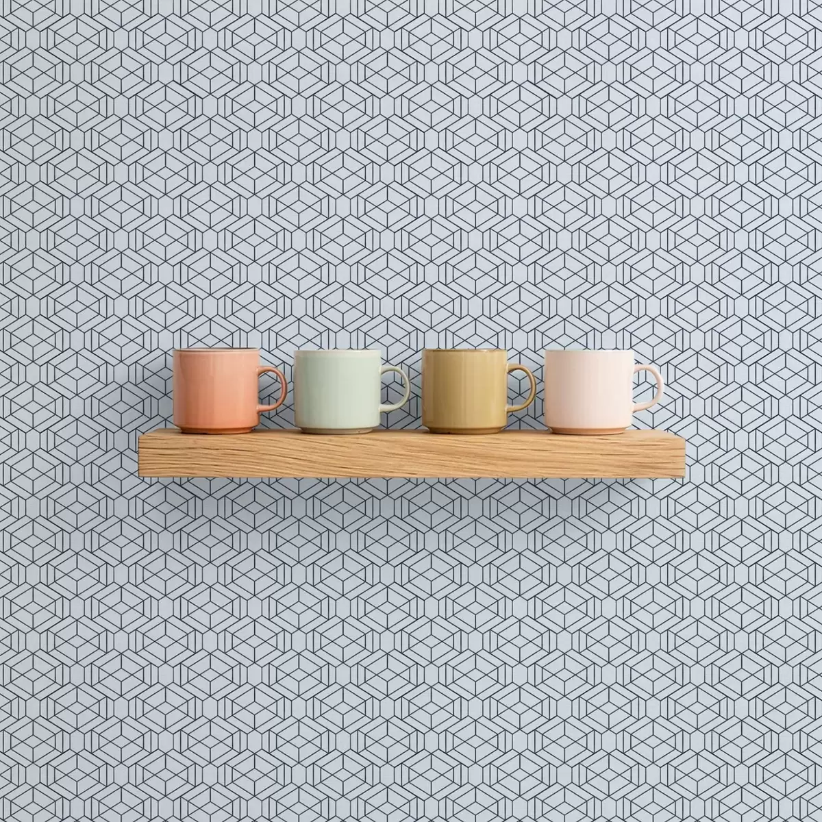 Tapetes Gaiši zils ģeometrisks kubu raksts a01066