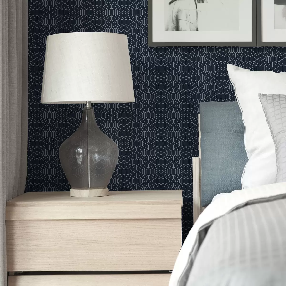 Tapetes Tumši zils kubu ģeometriskais režģis a01066v1