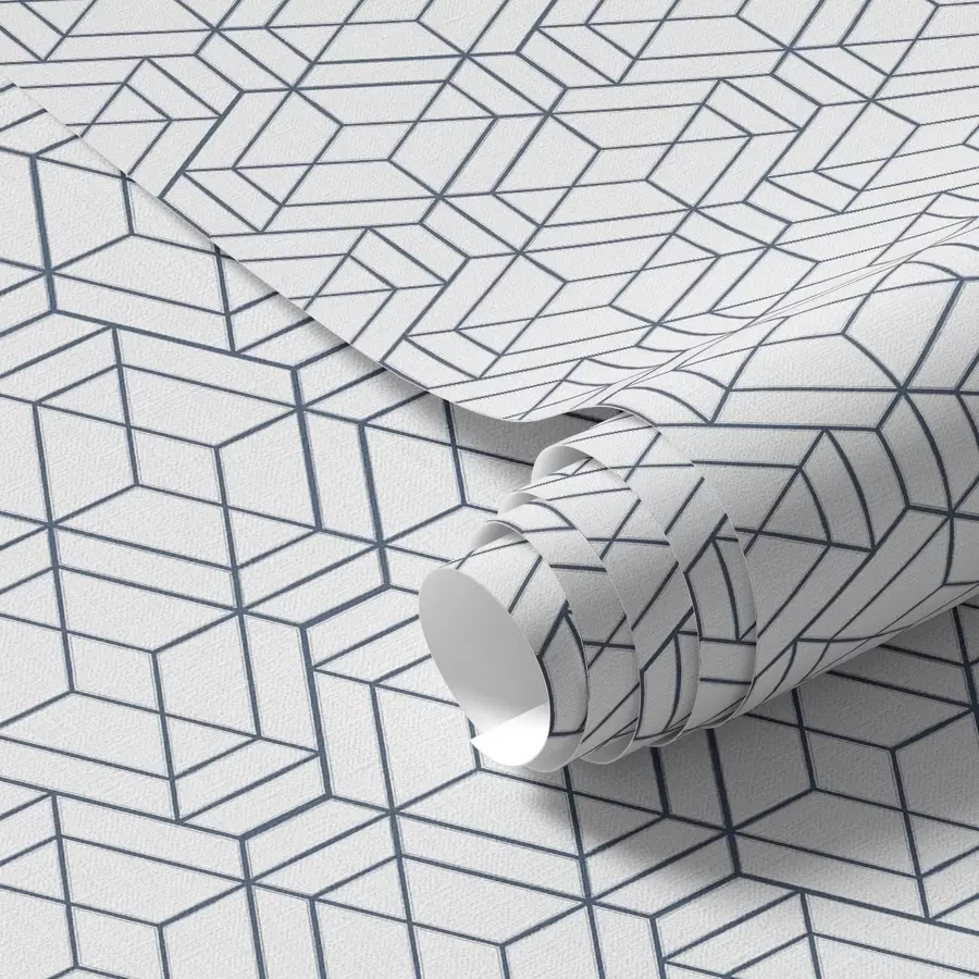 Fototapetes Balts fons ar ziliem trīsdimensiju ģeometriskiem kubiem a01067