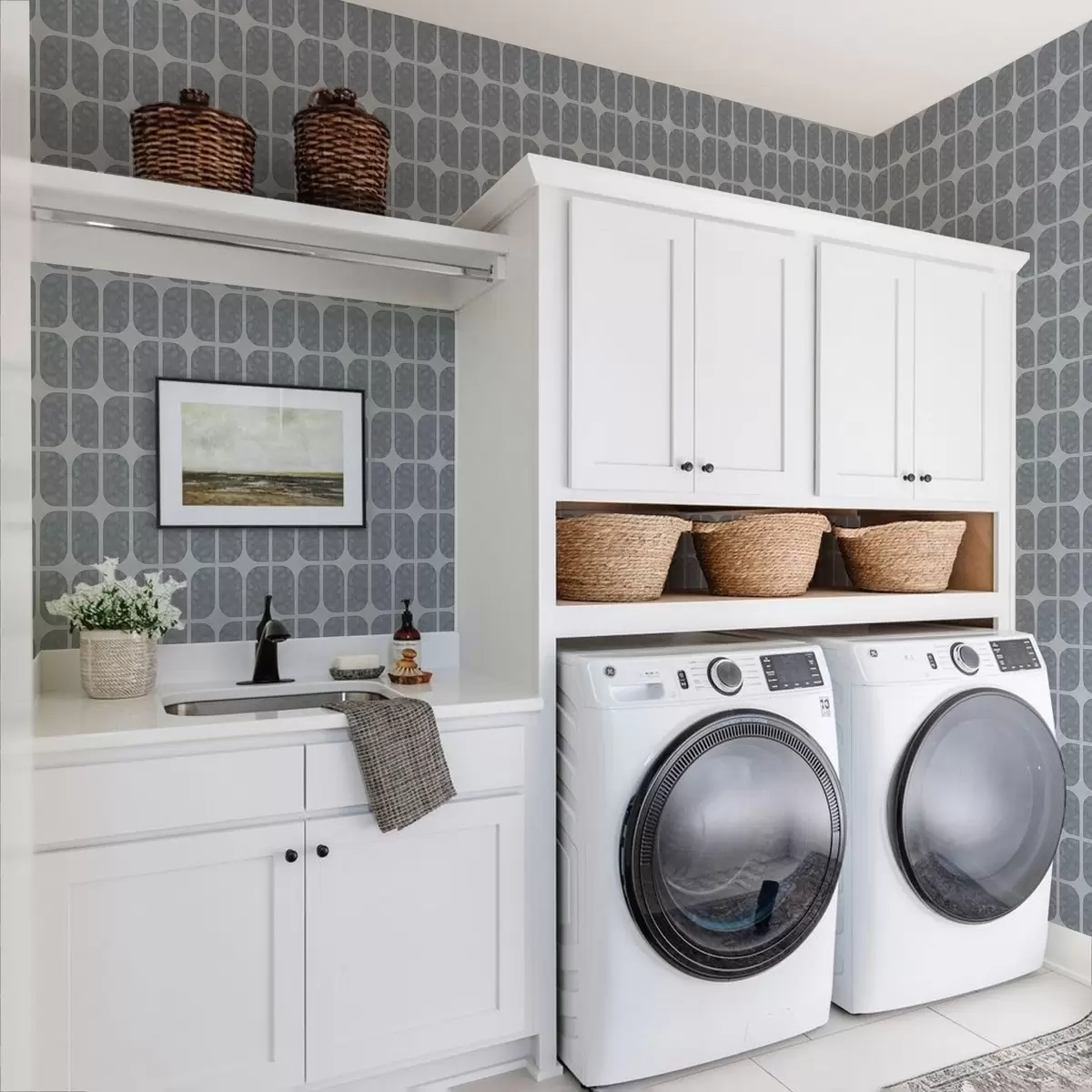 Tapetes Pelēka mozaīka ar taisnstūra arkiem un maigu faktūru a01068