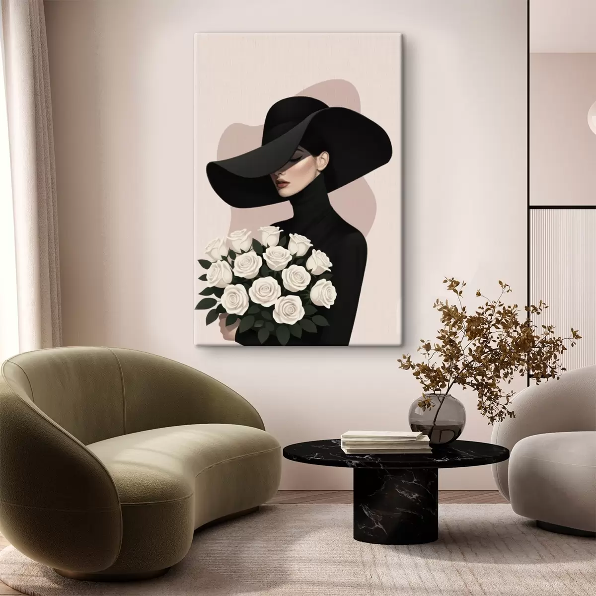 Glezna Meitene ar rožu pušķi s46854