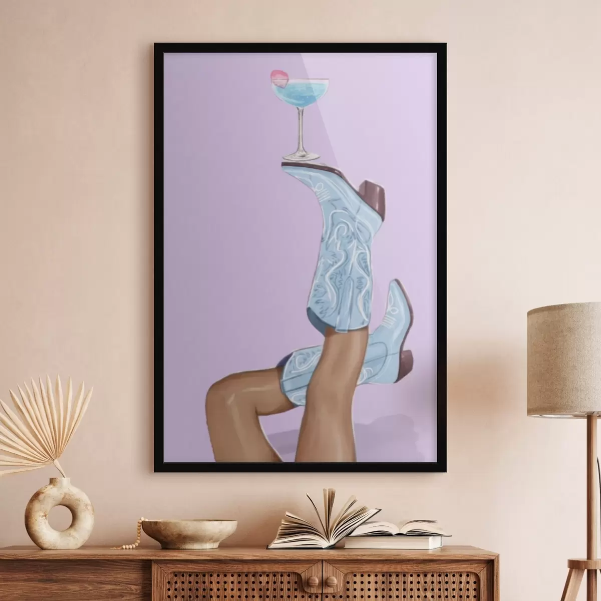 Plakāts Zilas zābaki ar stiklu f46845