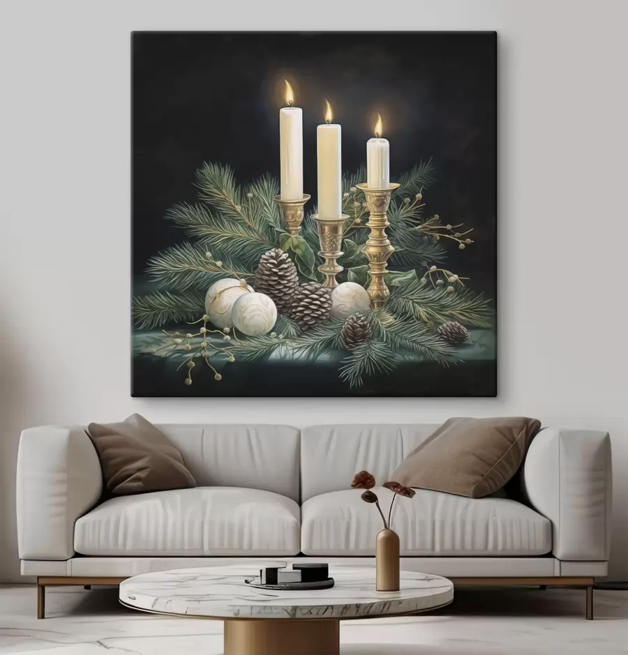 Glezna Jaungada kompozīcija, egle un sveces s46963