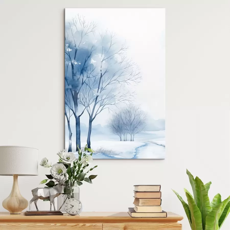 Glezna Sniega klāti koki mežā s46965