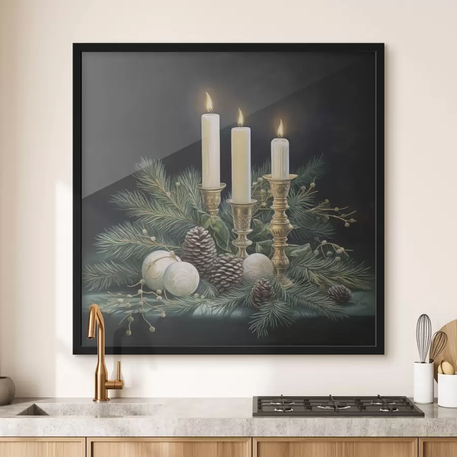 Fototapetes Jaungada kompozīcija, egle un sveces f46963