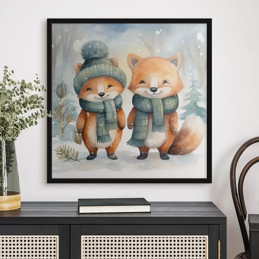 Fototapetes Divi mazie lapsas, imitācija akvareļglezniecība f46969