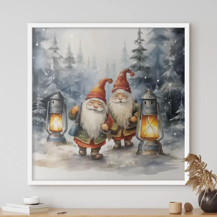 Fototapetes Jaungada rūķi, imitācija akvareļi f46970