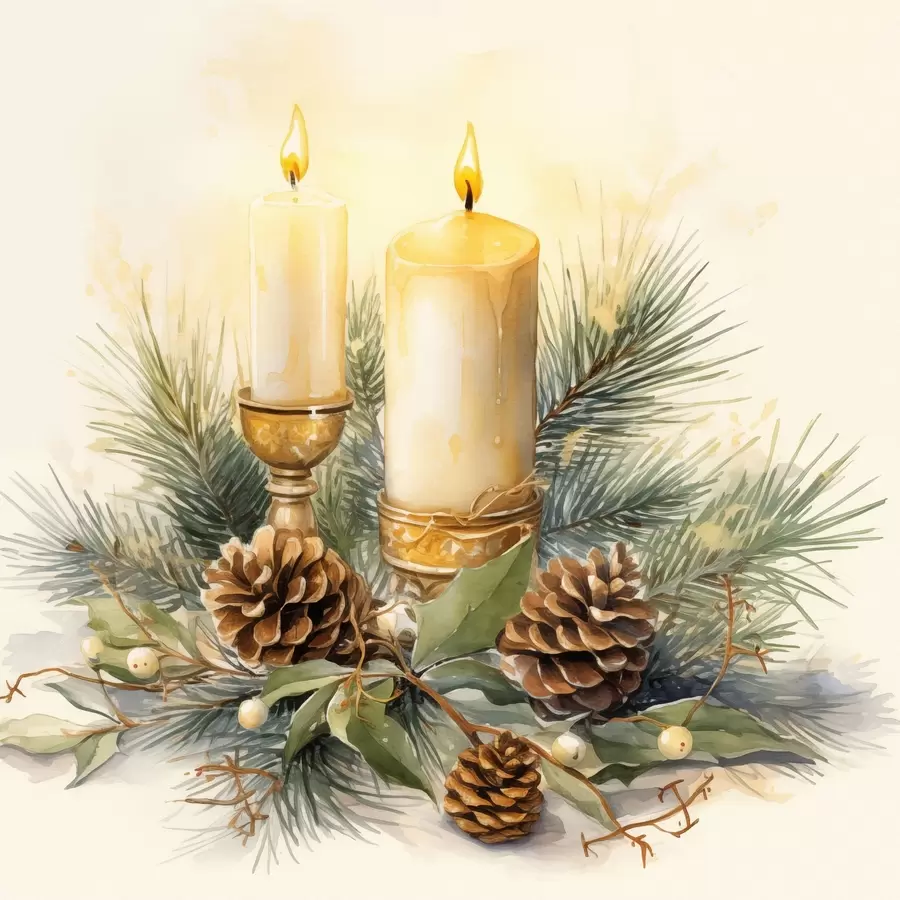 Fototapetes Kompozīcija, Jaunais gads, Egle un sveces f46971