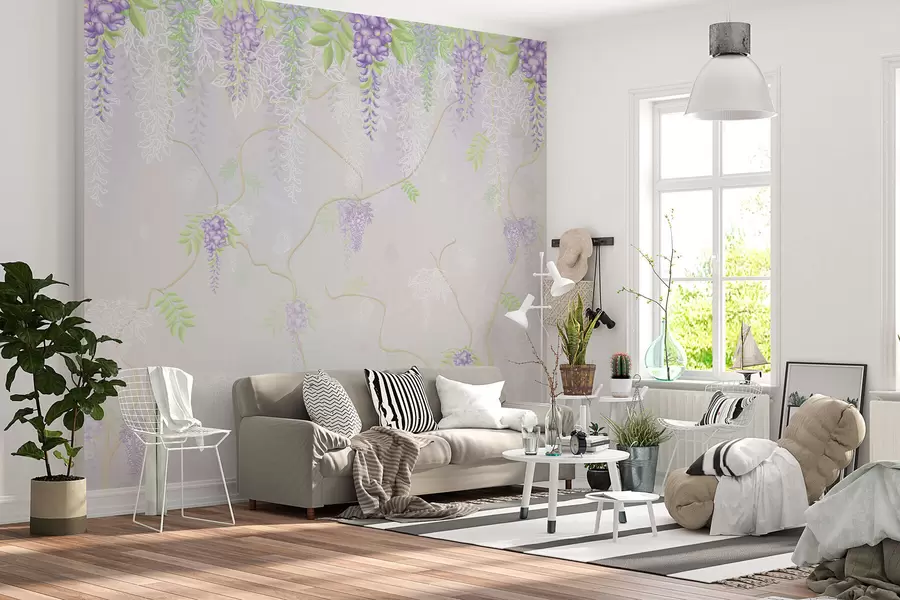 Fototapetes Elegants ziedu dizains pasteļtoņos w01685