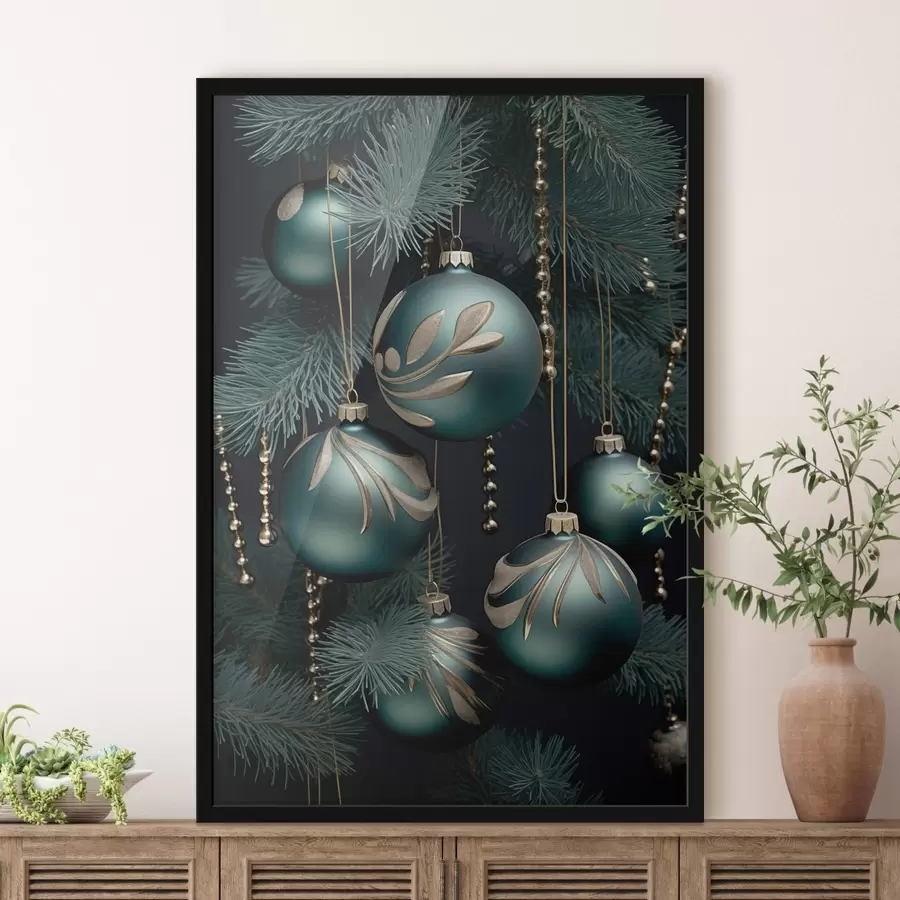 Fototapetes Jaungada rotājumi uz eglītes f46979