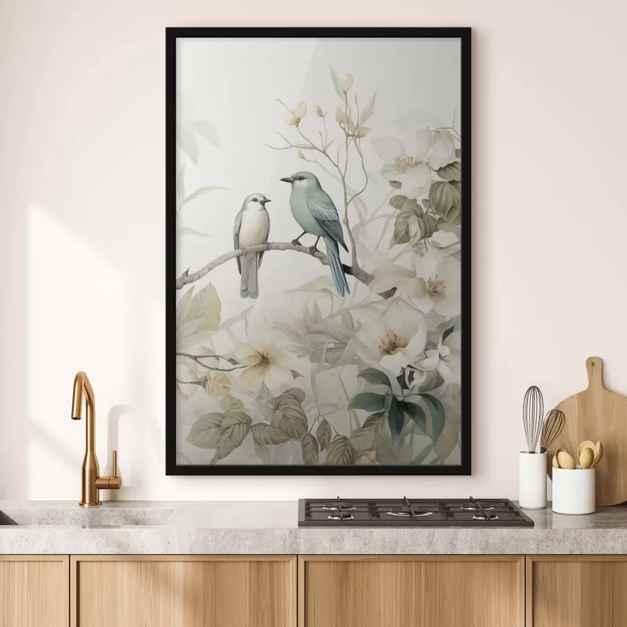 Fototapetes Divi putni uz jasmīna zariem f46896