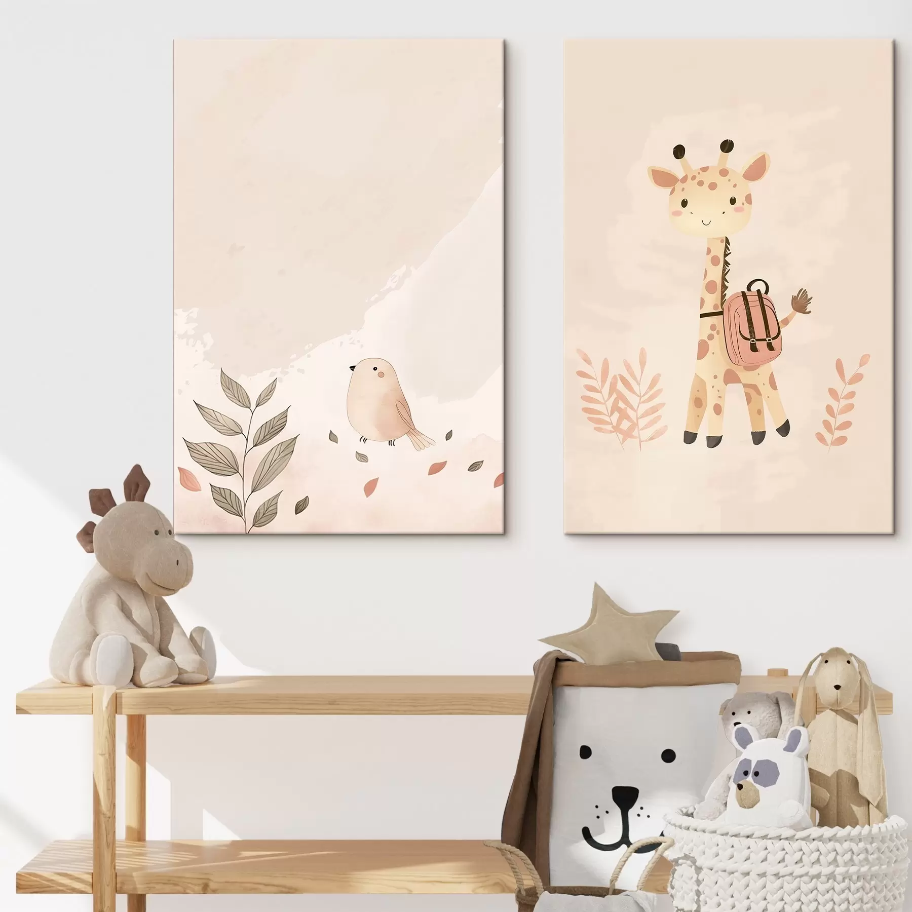 Glezna Žirafe un putns m01148