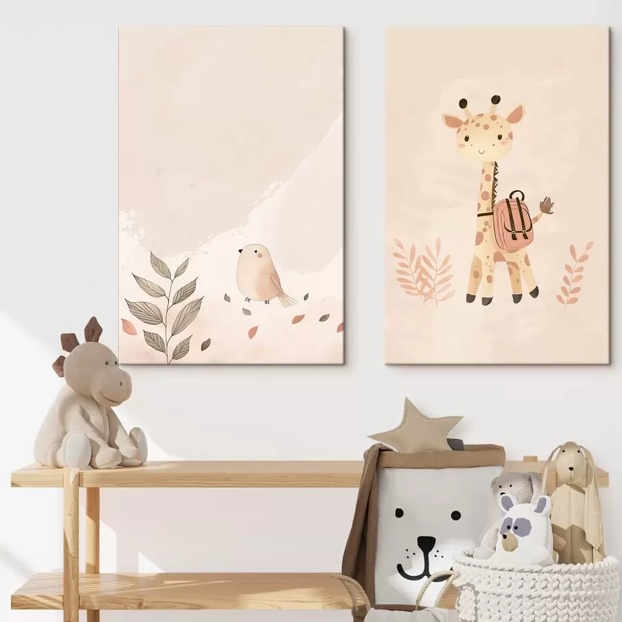 Glezna Žirafe un putns m01148
