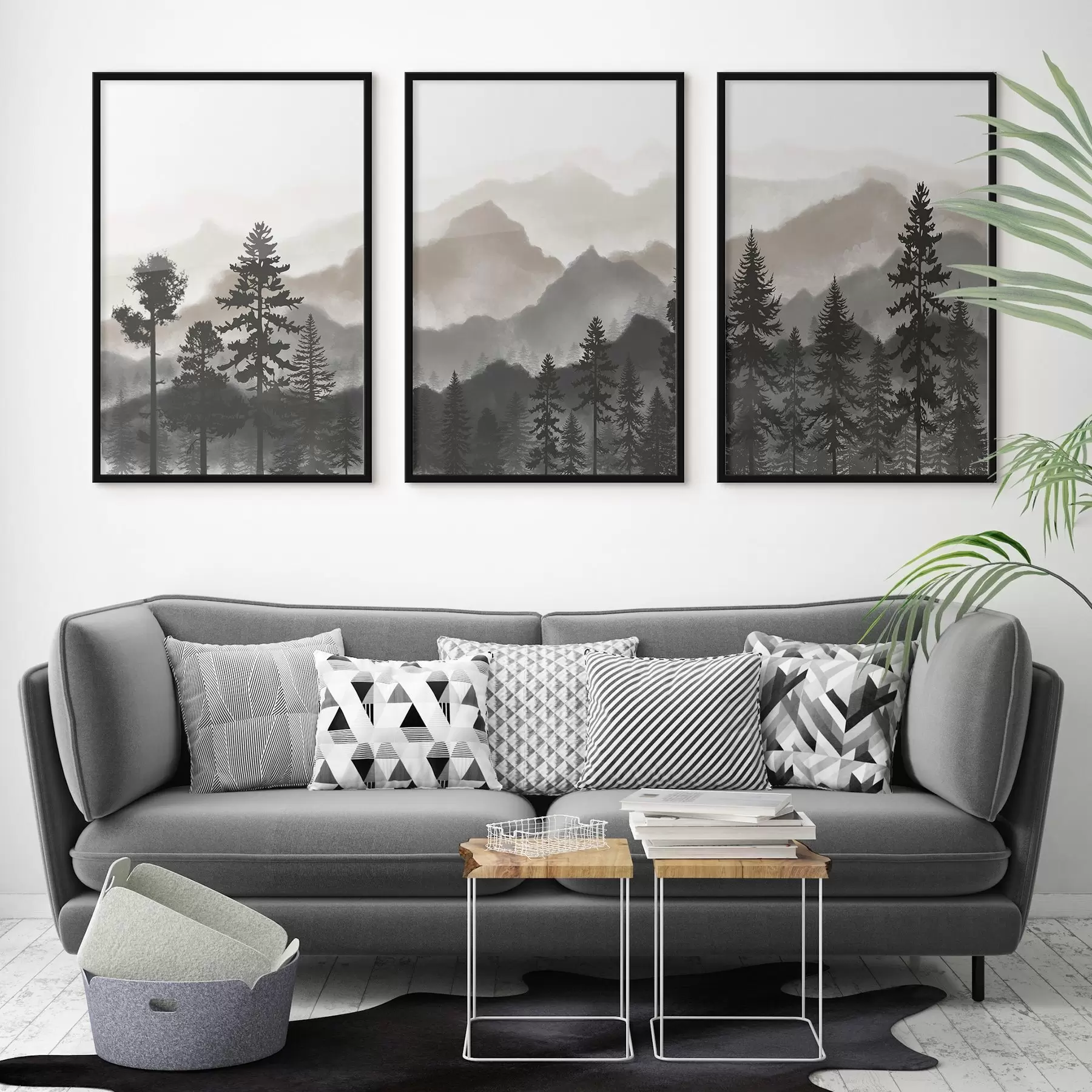 Fototapetes Mierīgs kalnu ainava ar kokiem d00244v1