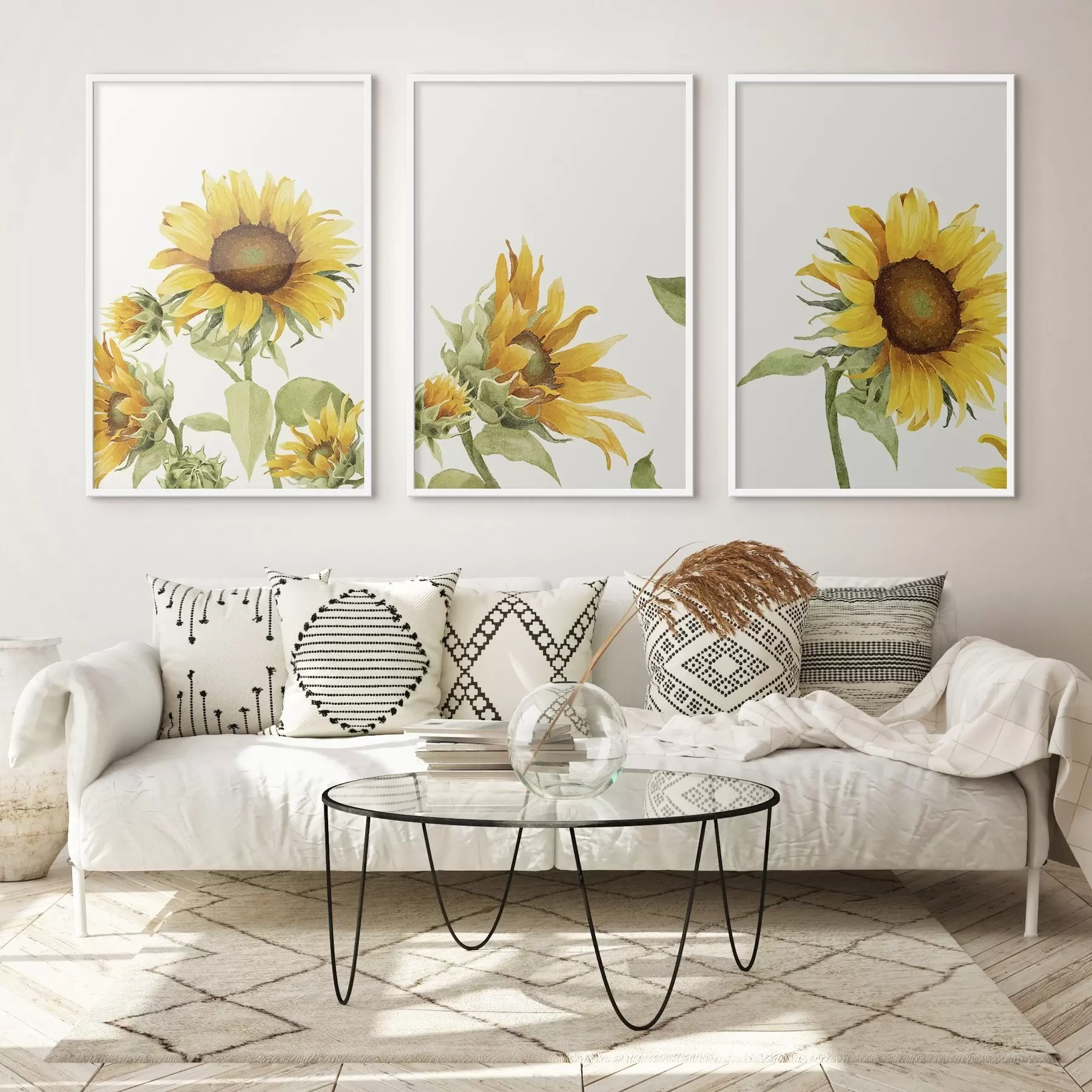 Fototapetes Krāsainas akvareļu saulespuķes d00334