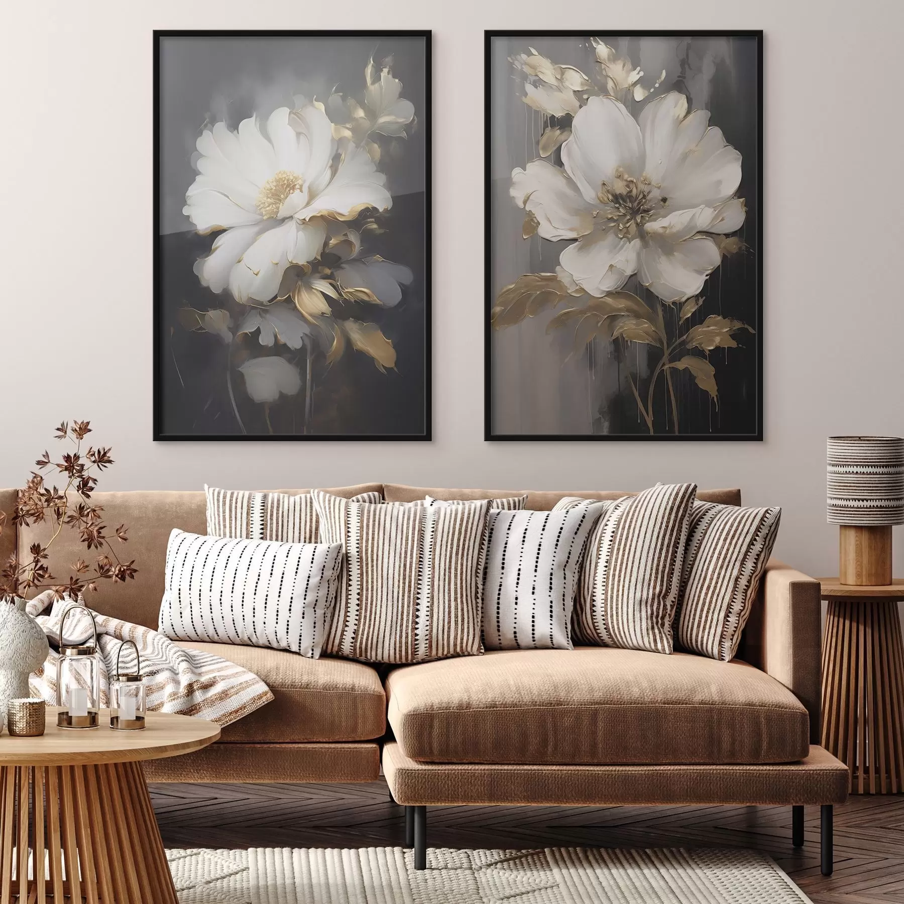 Fototapetes Skaisti ziedi uz tumša fona d00428