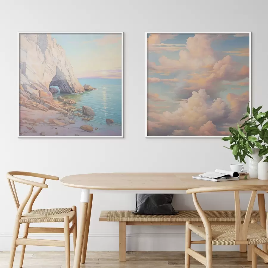 Fototapetes Viļņi akmeņainā krastā un debesis ar mākoņiem d00487