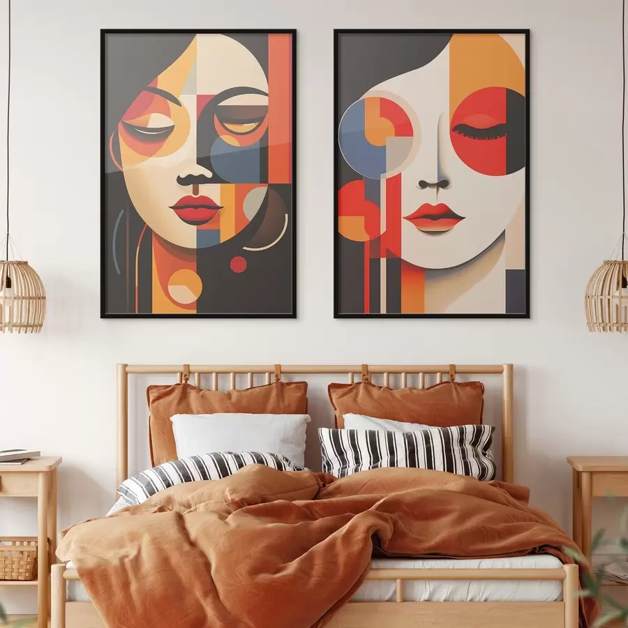 Fototapetes Ģeometriski sieviešu portreti d00501