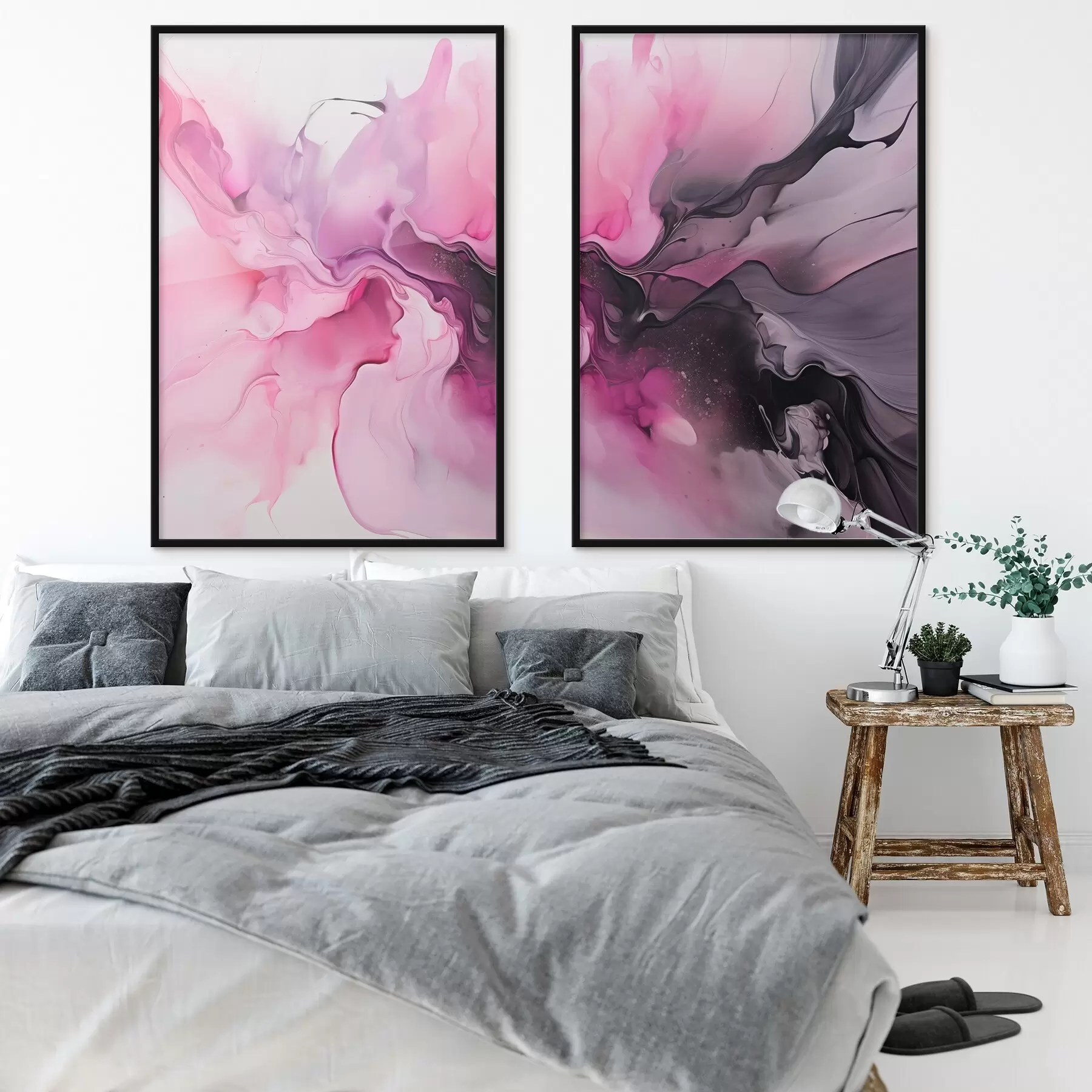 Fototapetes Sārti, violeti un melni abstraktie virpuļi saplūst kopā plūstošā, organiskā kompozīcijā, radot kustības sajūtu d00532