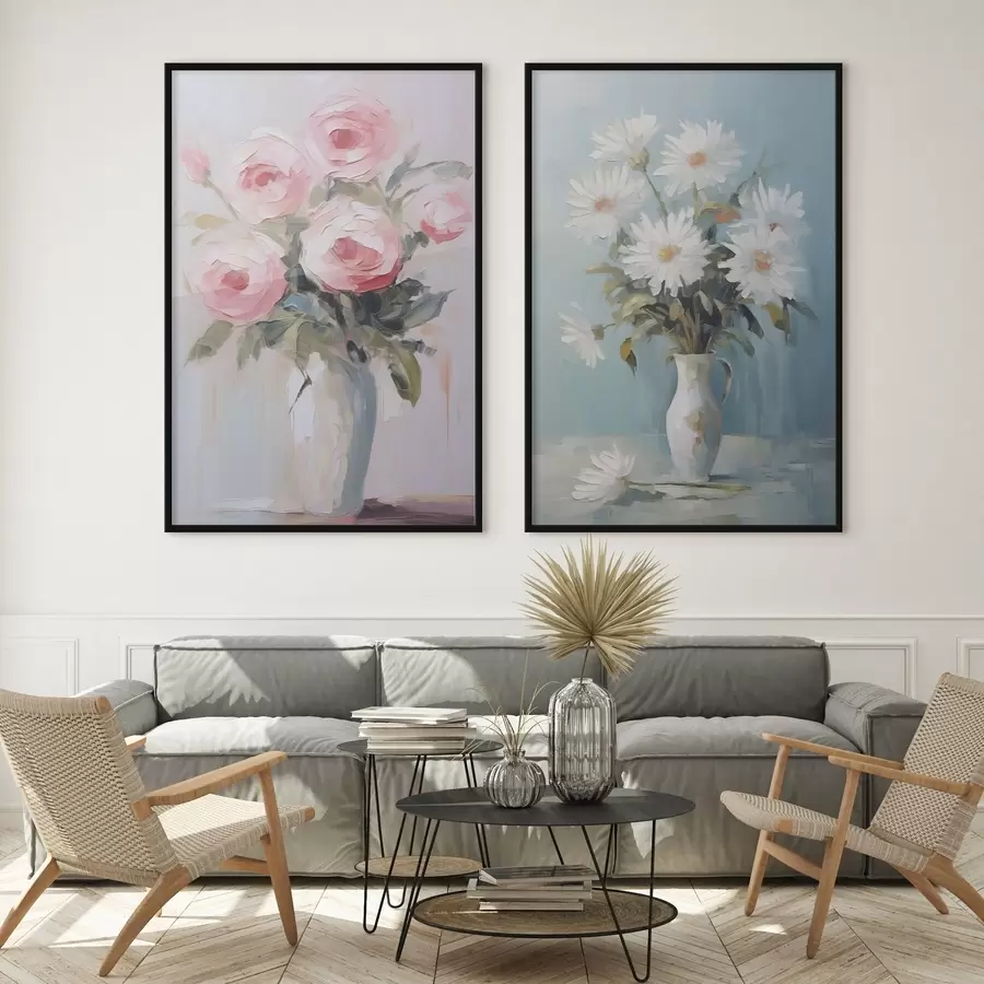 Fototapetes Ziedi vāzē imitācijas glezna d01027