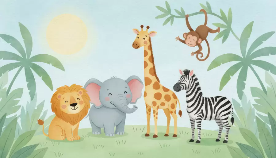 Fototapetes Gleznoti akvareļu dzīvnieki w05046