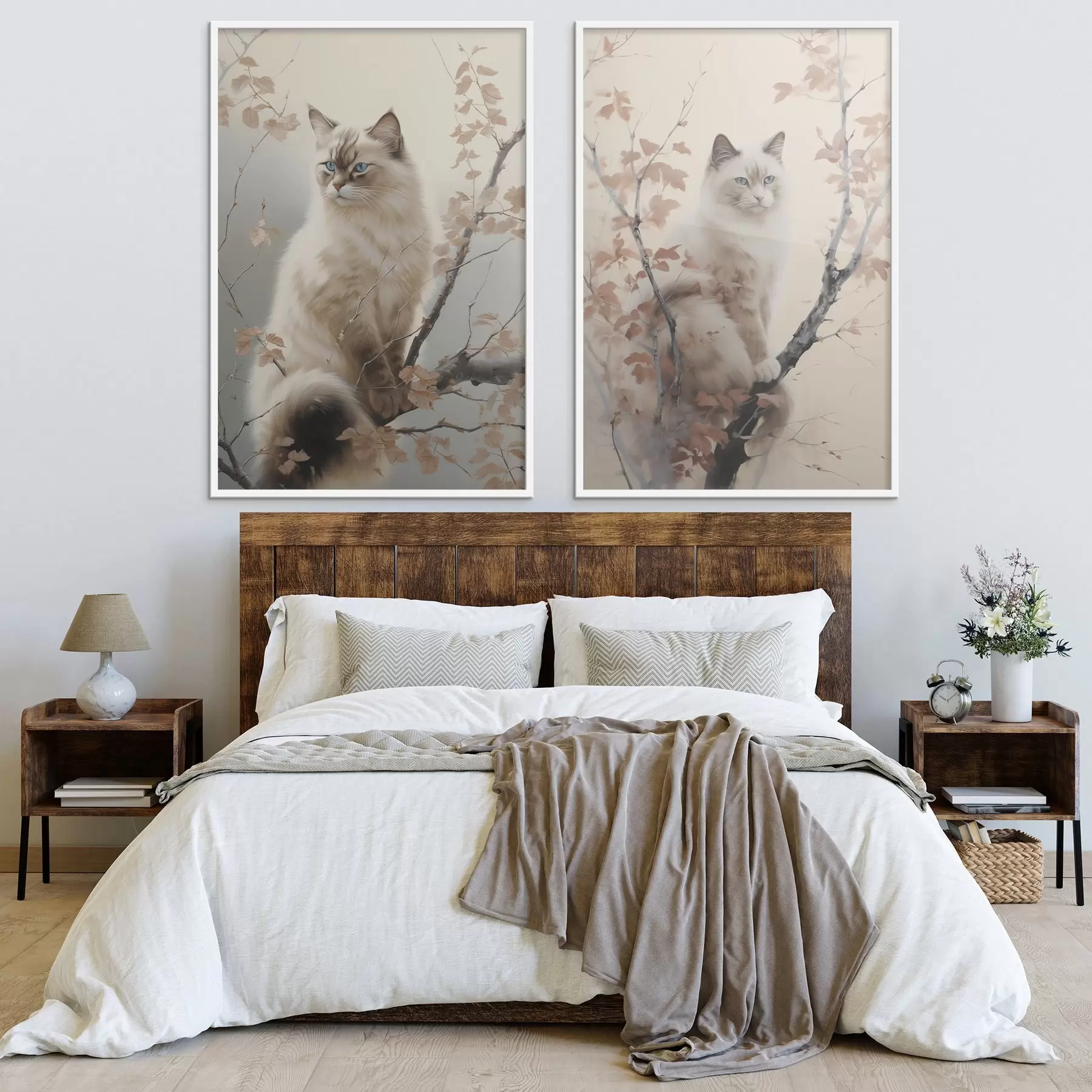 Fototapetes Kaķis uz koka zara d00871