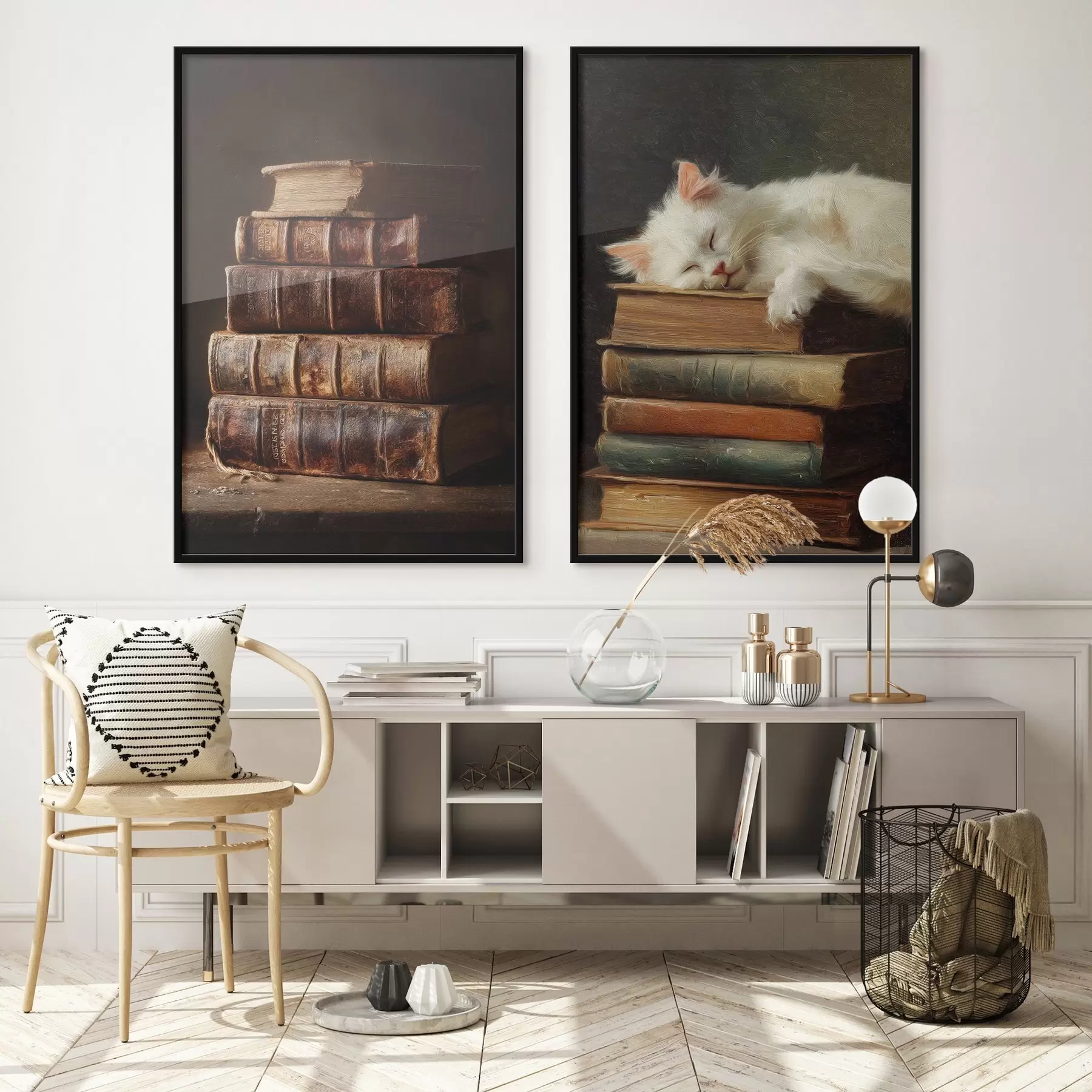 Fototapetes Kaķis uz grāmatām d00919