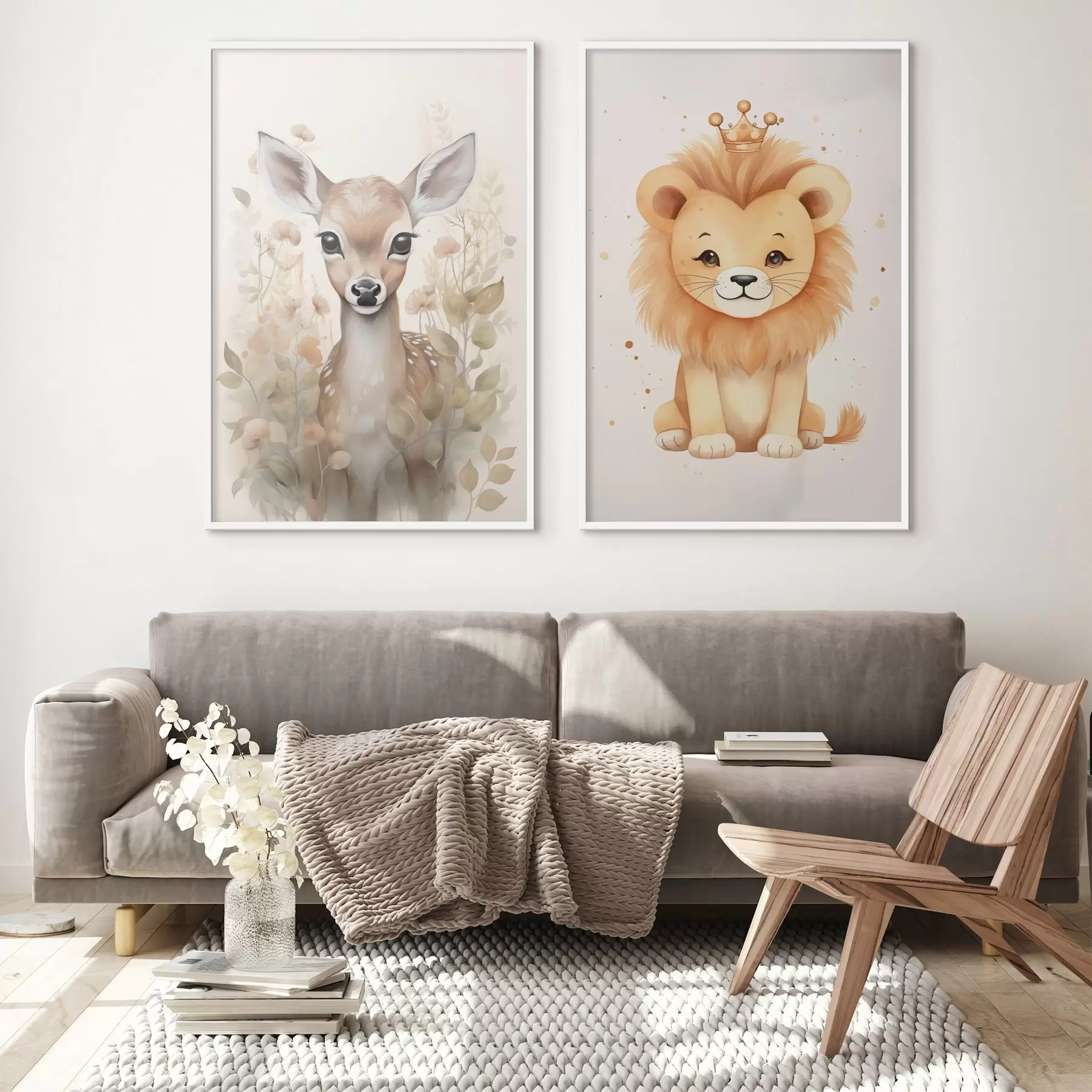 Fototapetes Briedis un lauva d00922