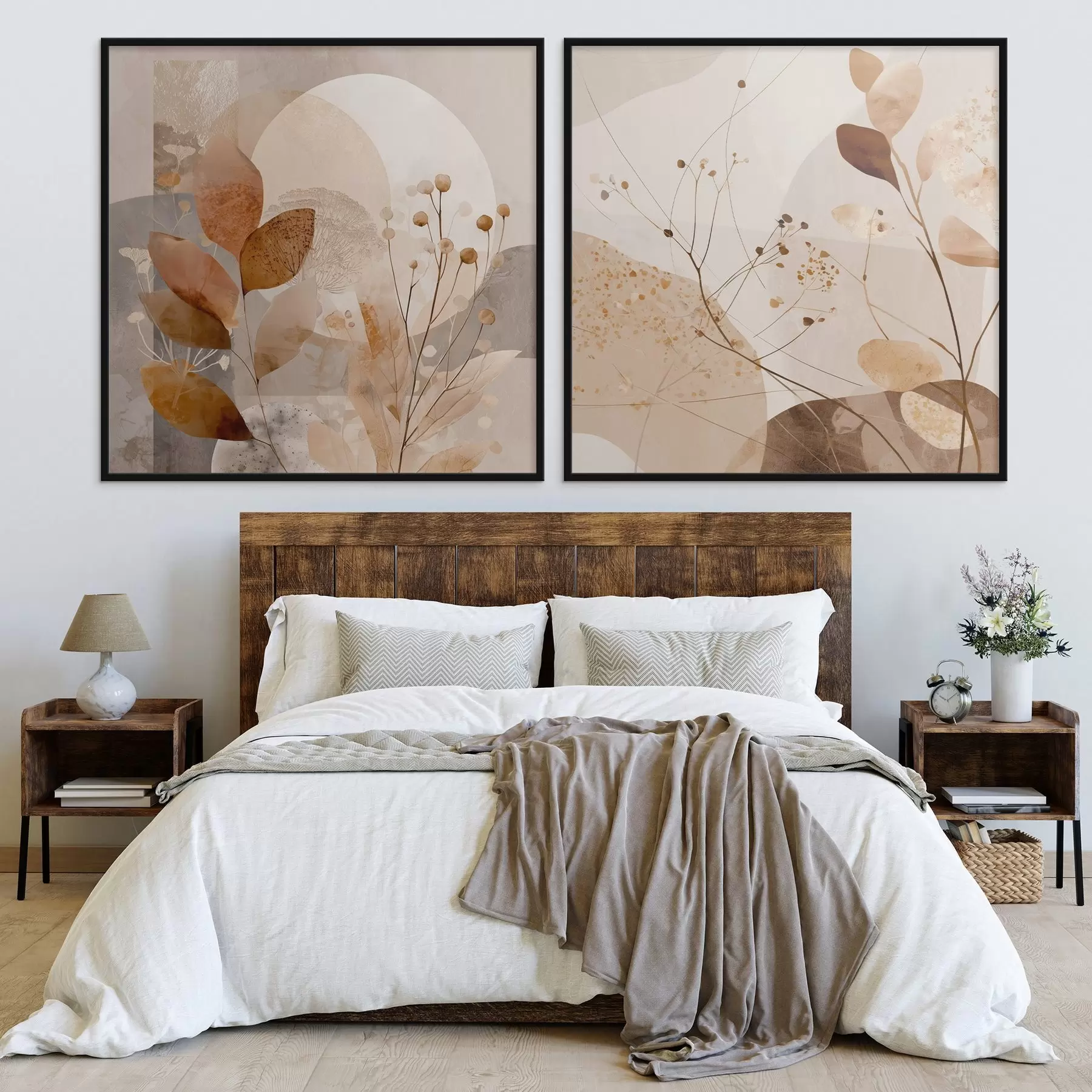 Fototapetes Abstrakta ziedu divdaļīga kompozīcija d00892