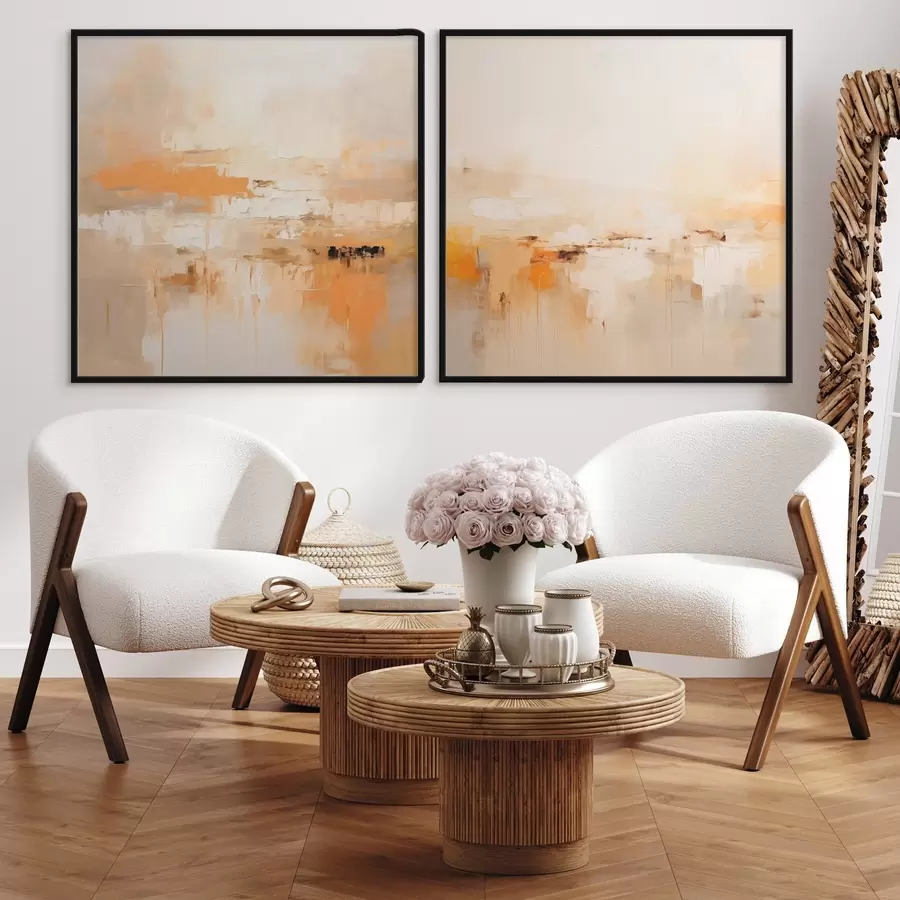 Fototapetes Gaiša abstraktā glezna rudens toņos d00895