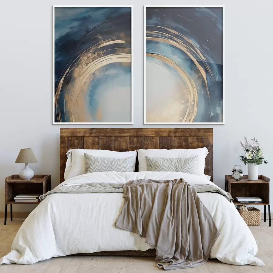 Fototapetes Pusnakts zils apļveida slīpums ar metāliskiem lokiem d00969