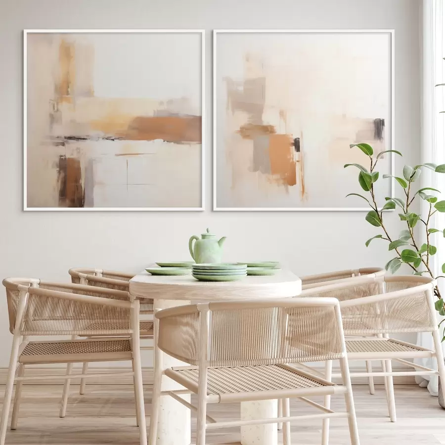 Fototapetes Stilizēta abstrakcija ar siltām nokrāsām diptiha formātā d00988